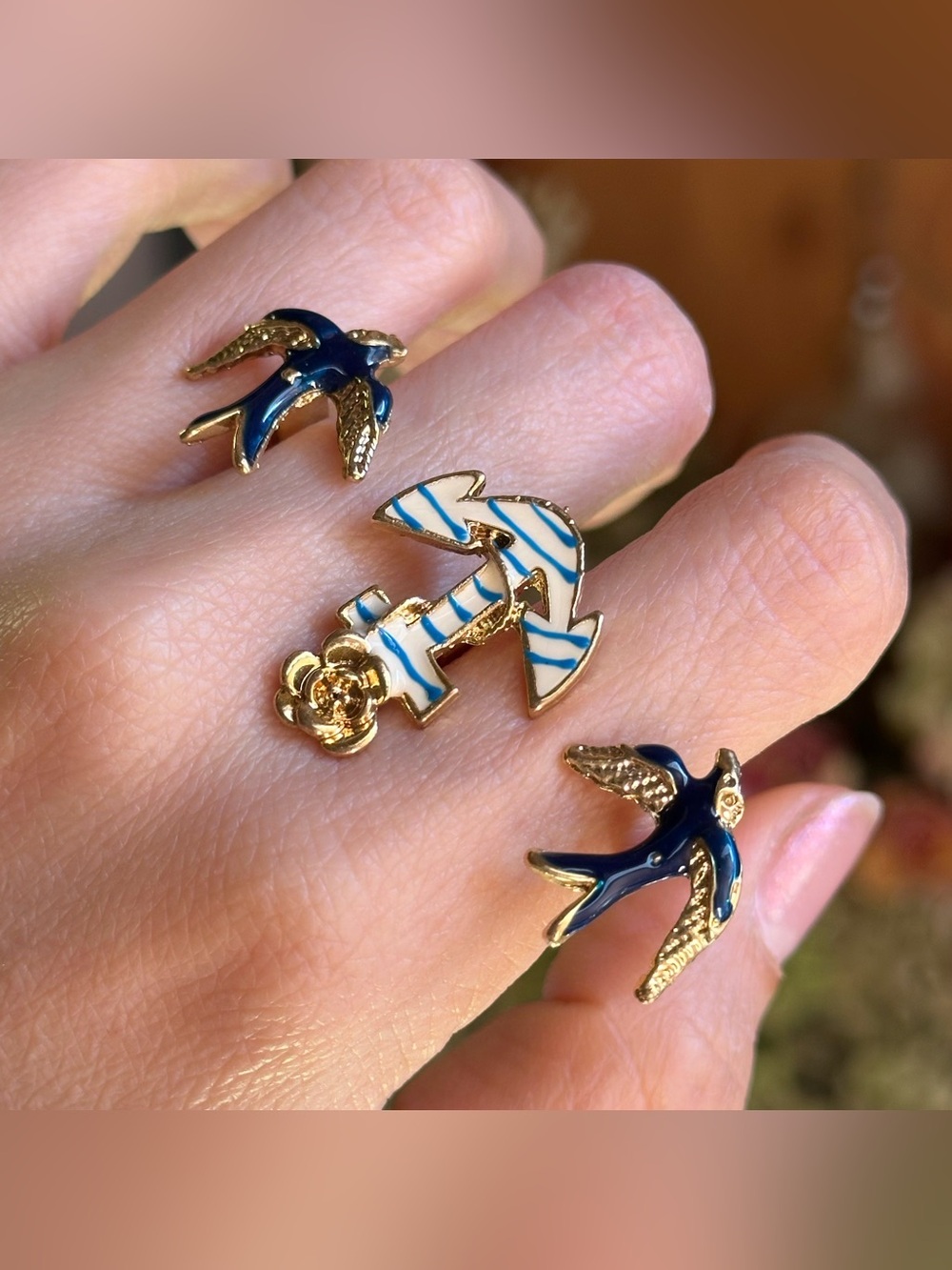 Nautical -themed Double Fingers Ring Size 7